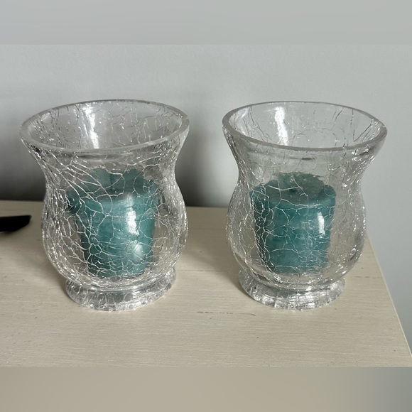 votive candle holders with votive candle in each. Comes from smoke free home - Picture 1 of 3